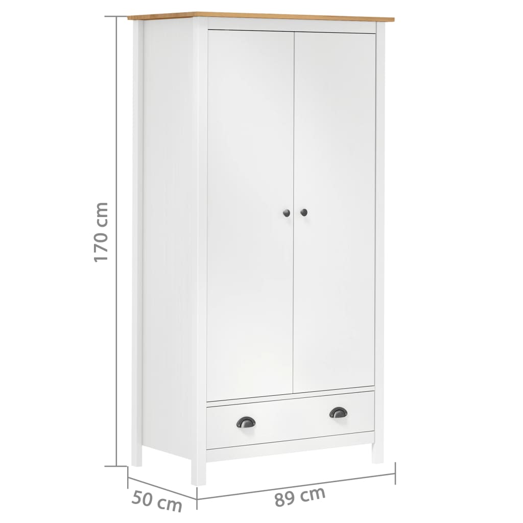 2-Door Wardrobe Hill White 89x50x170 cm Solid Pine Wood