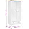 2-Door Wardrobe Hill White 89x50x170 cm Solid Pine Wood