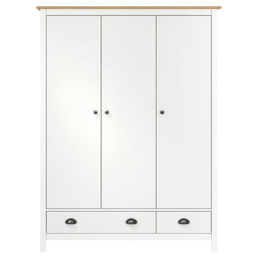 3-Door Wardrobe Hill White 127x50x170 cm Solid Pine Wood