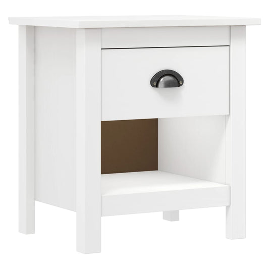Bedside Cabinet | Set of 2 | White | Solid pine wood | Compact