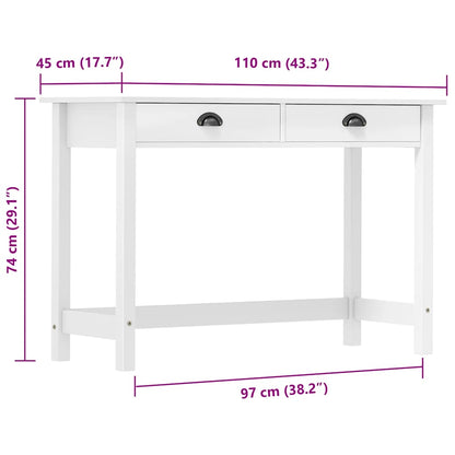 Console Table Hill with 2 Drawers 110x45x74 cm Solid Pine Wood