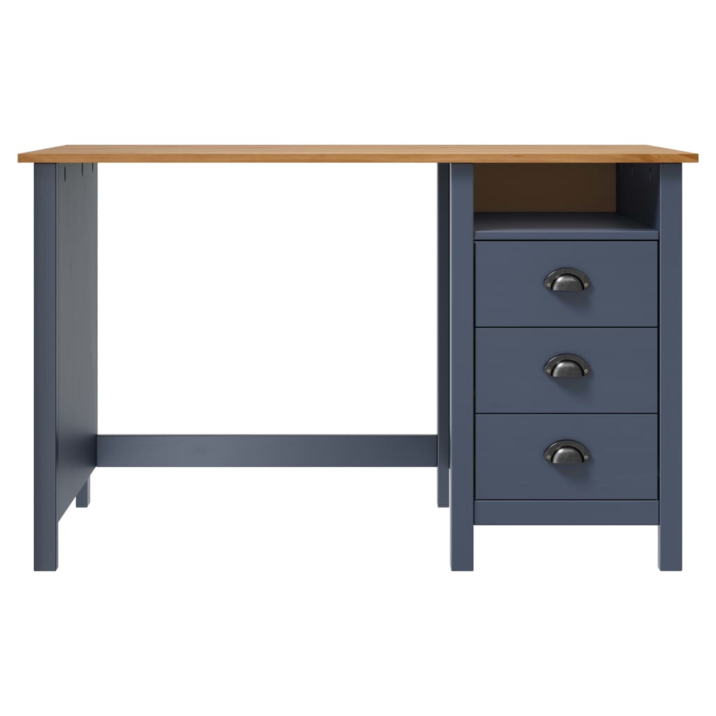 Desk Hill with 3 Drawers Grey 120x50x74 cm Solid Pine Wood