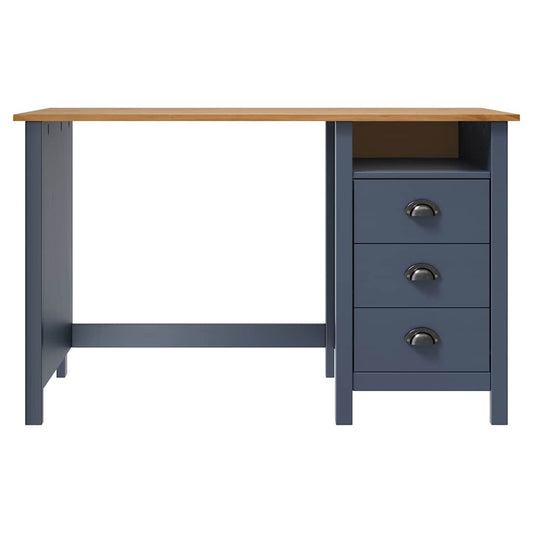 Desk | Grey and honey brown | Solid pine wood | 120x50x74 cm | Desk