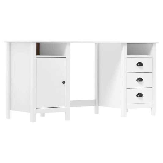 Desk | White | Solid Pine Wood | Standard | Desk | Rectangular | Rustic