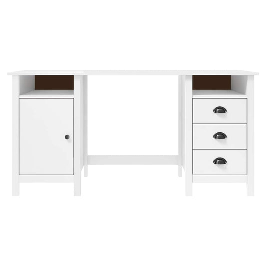 Desk | White | Solid Pine Wood | Standard | Desk | Rectangular | Rustic