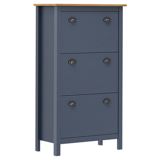 Shoe Cabinet | Grey and honey brown | Solid pine wood | Medium