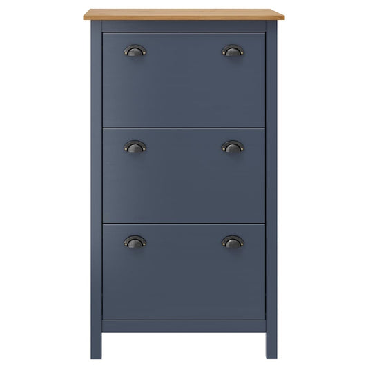 Shoe Cabinet | Grey and honey brown | Solid pine wood | Medium