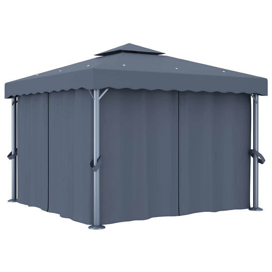 Gazebo with Curtain 3x3 m Anthracite Aluminium