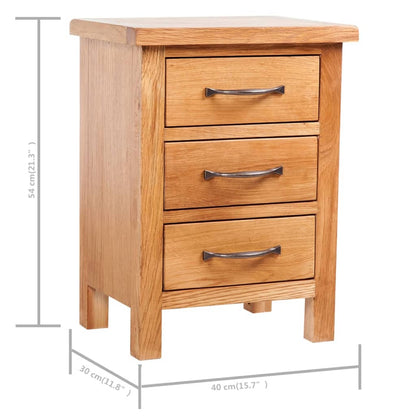 Bedside Cabinet | Natural wood | Solid oak wood | 40x30x54 cm | Drawers
