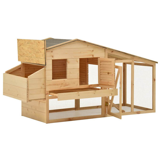 Chicken Coop | Natural Wood | Solid Pine Wood | 178x67x92 cm | Durable