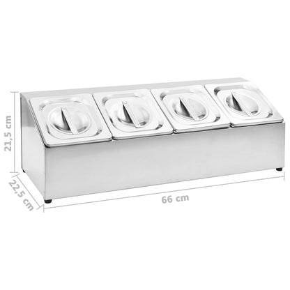 Gastronorm Container Holder with 4 GN 1/6 Pan Stainless Steel