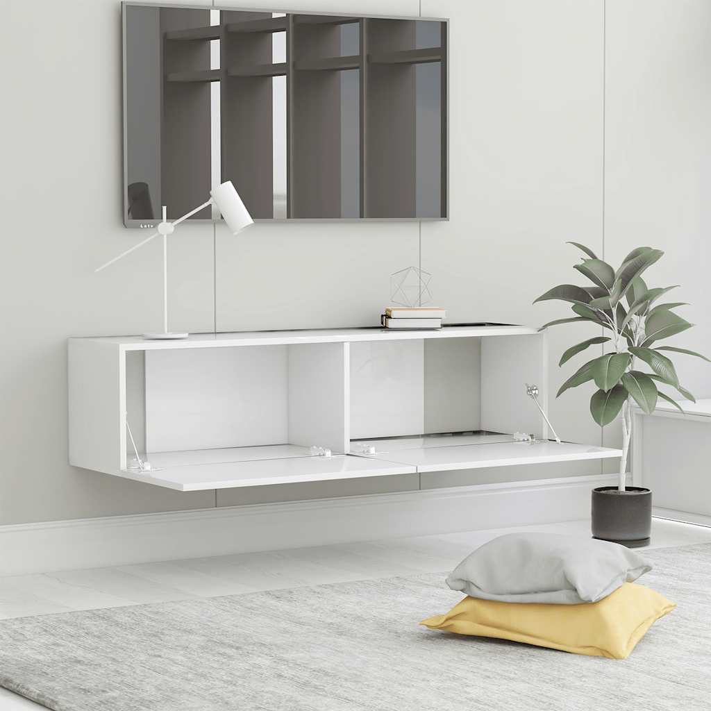 TV Cabinet | White | Engineered Wood | Medium | Drop-Down | TV Cabinet