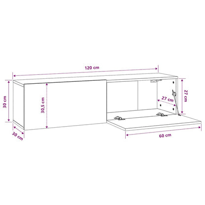 801491 vidaXL TV Cabinet Black 120x30x30 cm Engineered Wood
