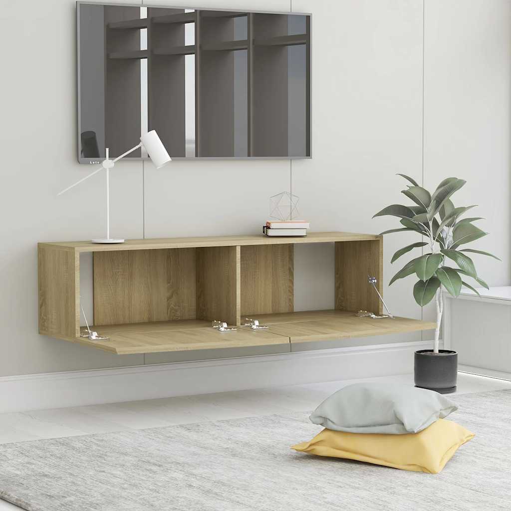 TV Cabinet | Sonoma oak | Engineered wood | 120 x 30 x 30 cm | Drop-Down