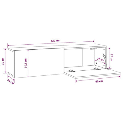 TV Cabinet | Sonoma oak | Engineered wood | 120 x 30 x 30 cm | Drop-Down