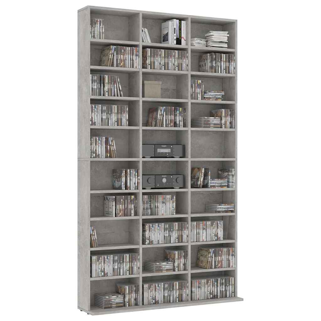 801782 vidaXL CD Cabinet Concrete Grey 102x23x177,5 cm Engineered Wood