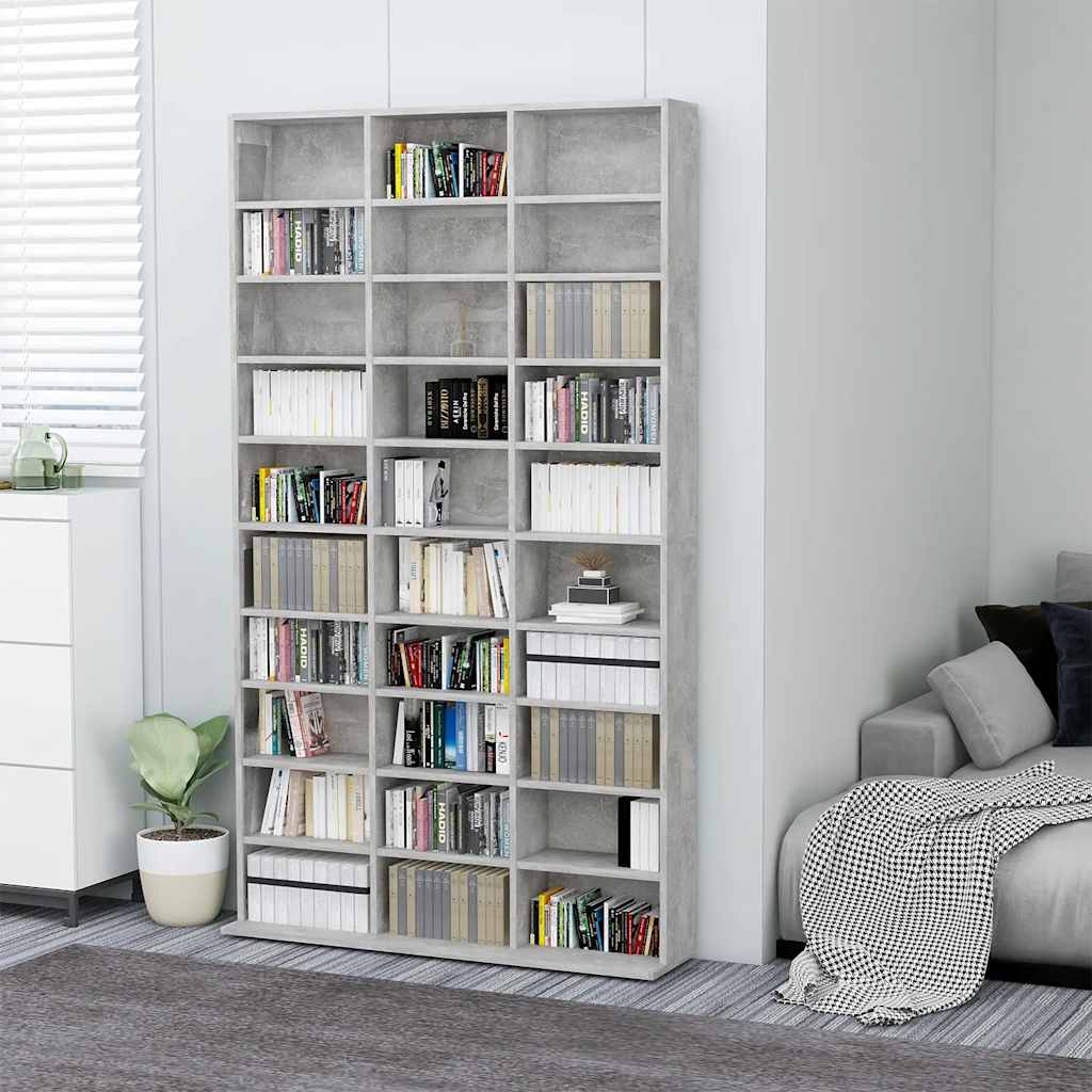 801782 vidaXL CD Cabinet Concrete Grey 102x23x177,5 cm Engineered Wood