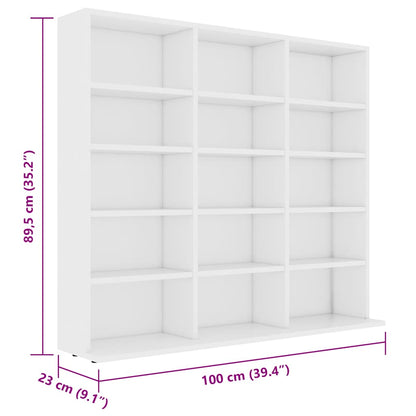 801787 vidaXL CD Cabinet White 100x23x89,5 cm Engineered Wood