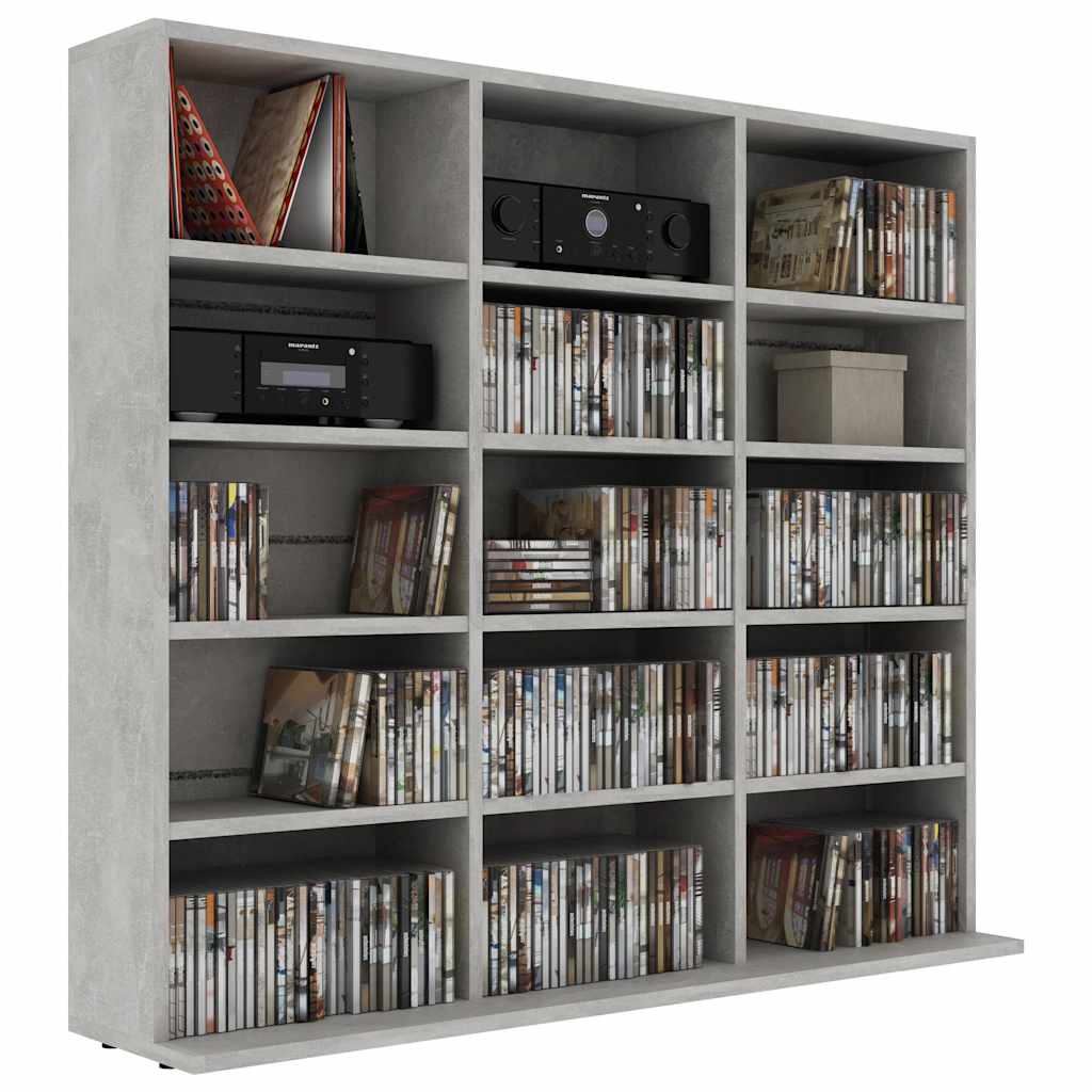 801791 vidaXL CD Cabinet Concrete Grey 100x23x89,5 cm Engineered Wood