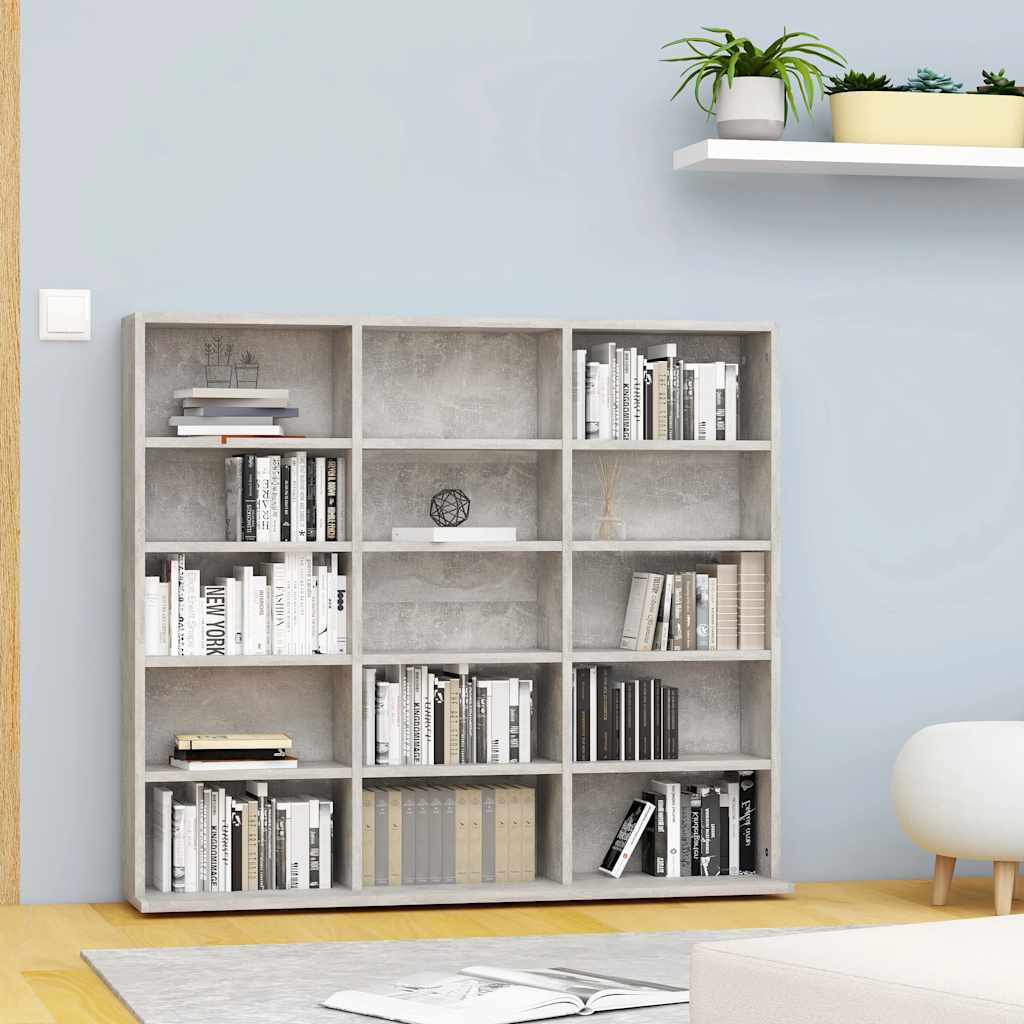 801791 vidaXL CD Cabinet Concrete Grey 100x23x89,5 cm Engineered Wood