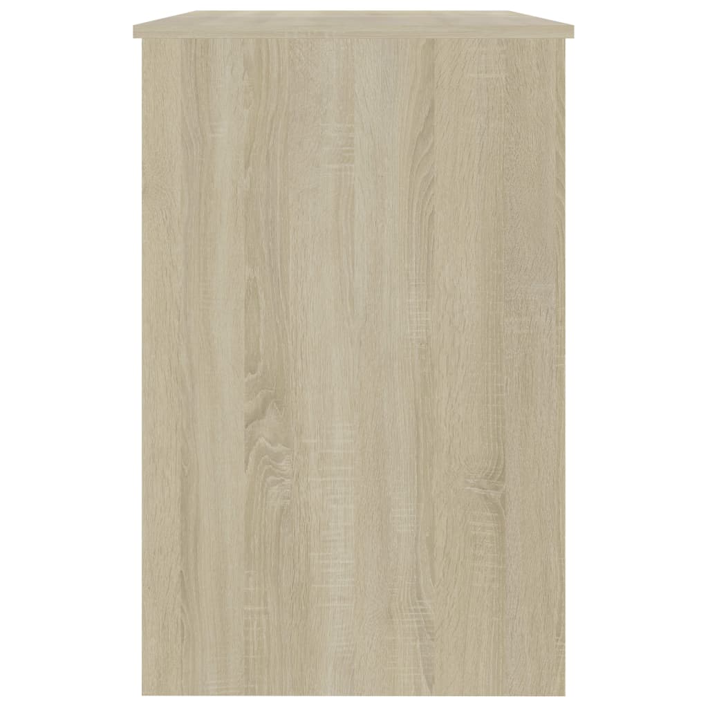 Desk White and Sonoma Oak 39.4"x19.7"x29.9" Engineered Wood