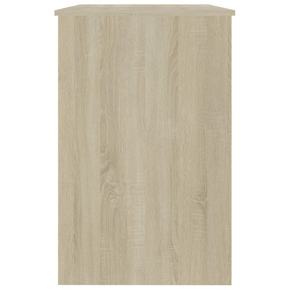Desk White and Sonoma Oak 39.4"x19.7"x29.9" Engineered Wood