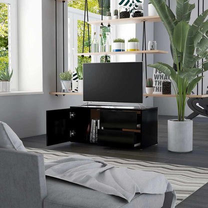TV Cabinet | Black | Engineered wood | 80 x 34 x 36 cm | Doors