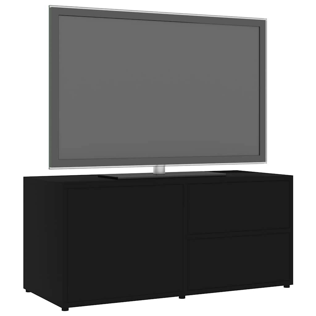 TV Cabinet | Black | Engineered wood | 80 x 34 x 36 cm | Doors
