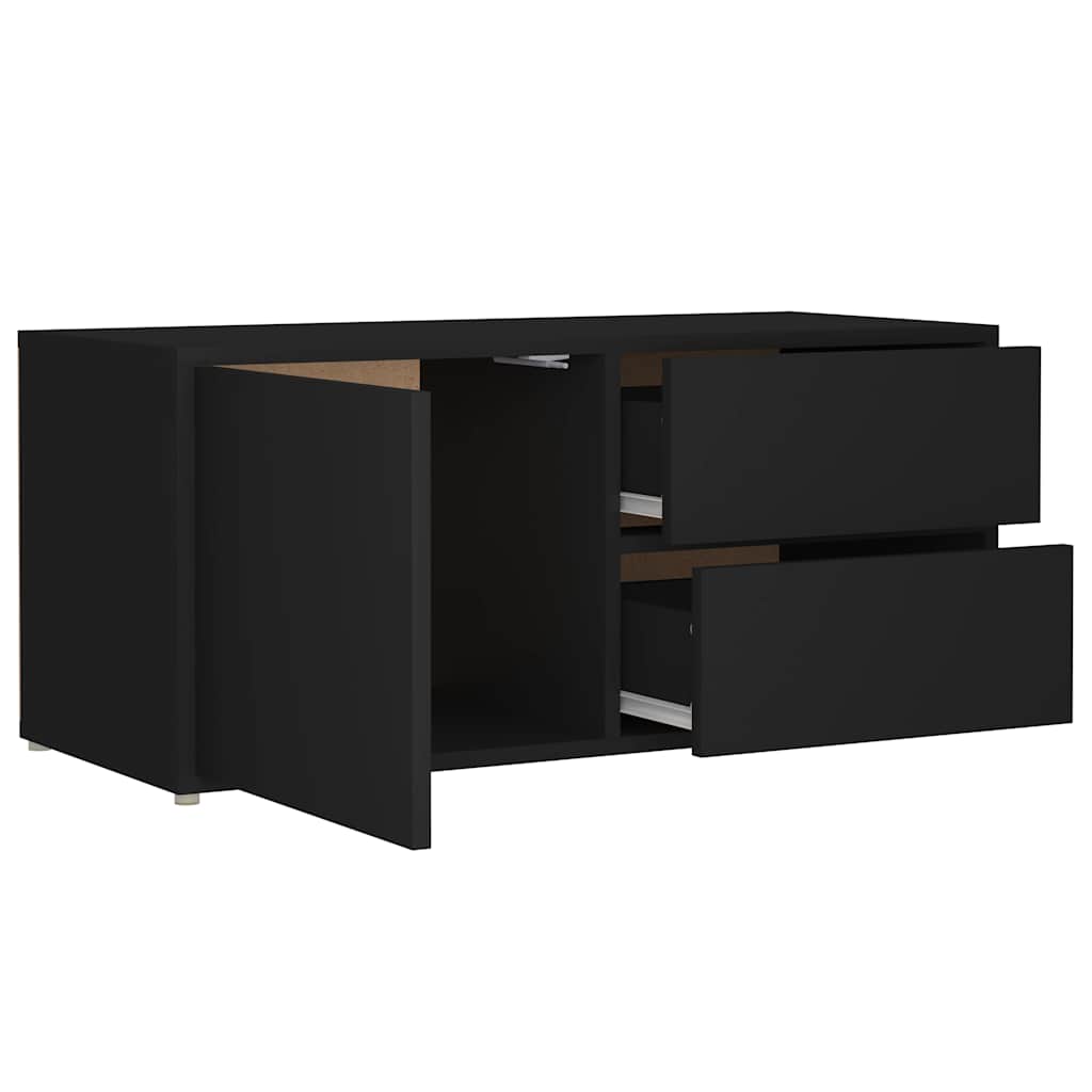TV Cabinet | Black | Engineered wood | 80 x 34 x 36 cm | Doors