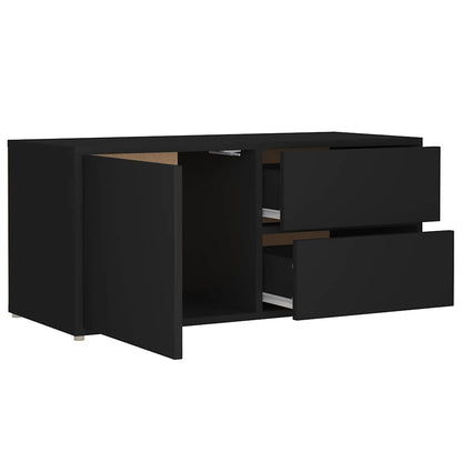 TV Cabinet | Black | Engineered wood | 80 x 34 x 36 cm | Doors
