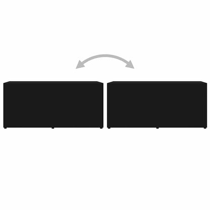 TV Cabinet | Black | Engineered wood | 80 x 34 x 36 cm | Doors
