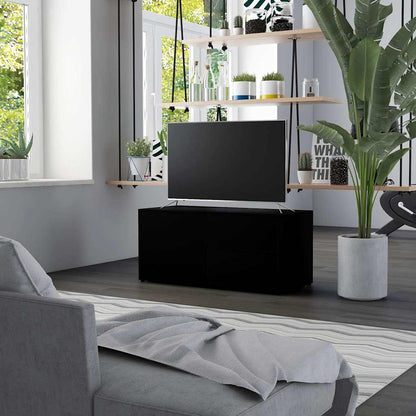 TV Cabinet | Black | Engineered wood | 80 x 34 x 36 cm | Doors