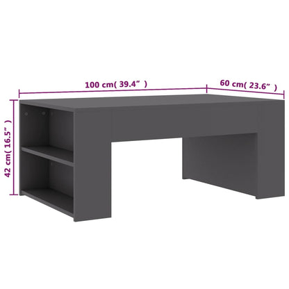 Coffee Table Gray 39.4"x23.6"x16.5" Engineered Wood