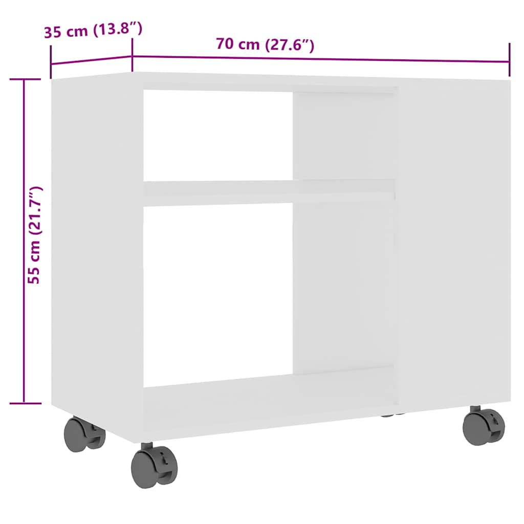 Side Table White 70x35x55 cm Engineered Wood
