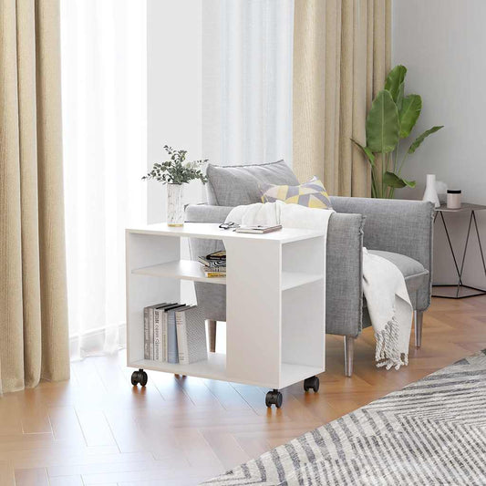 Side Table White 70x35x60.5 cm Engineered Wood