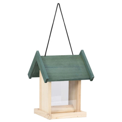 Bird Feeder Green, Natural Wood Firwood, PVC Medium Portable