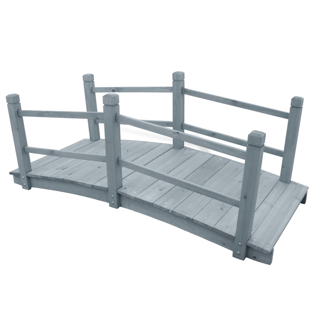 vidaXL Garden Bridge Grey Solid Firwood 55.1 x 23.6 x 22.0 in Durable