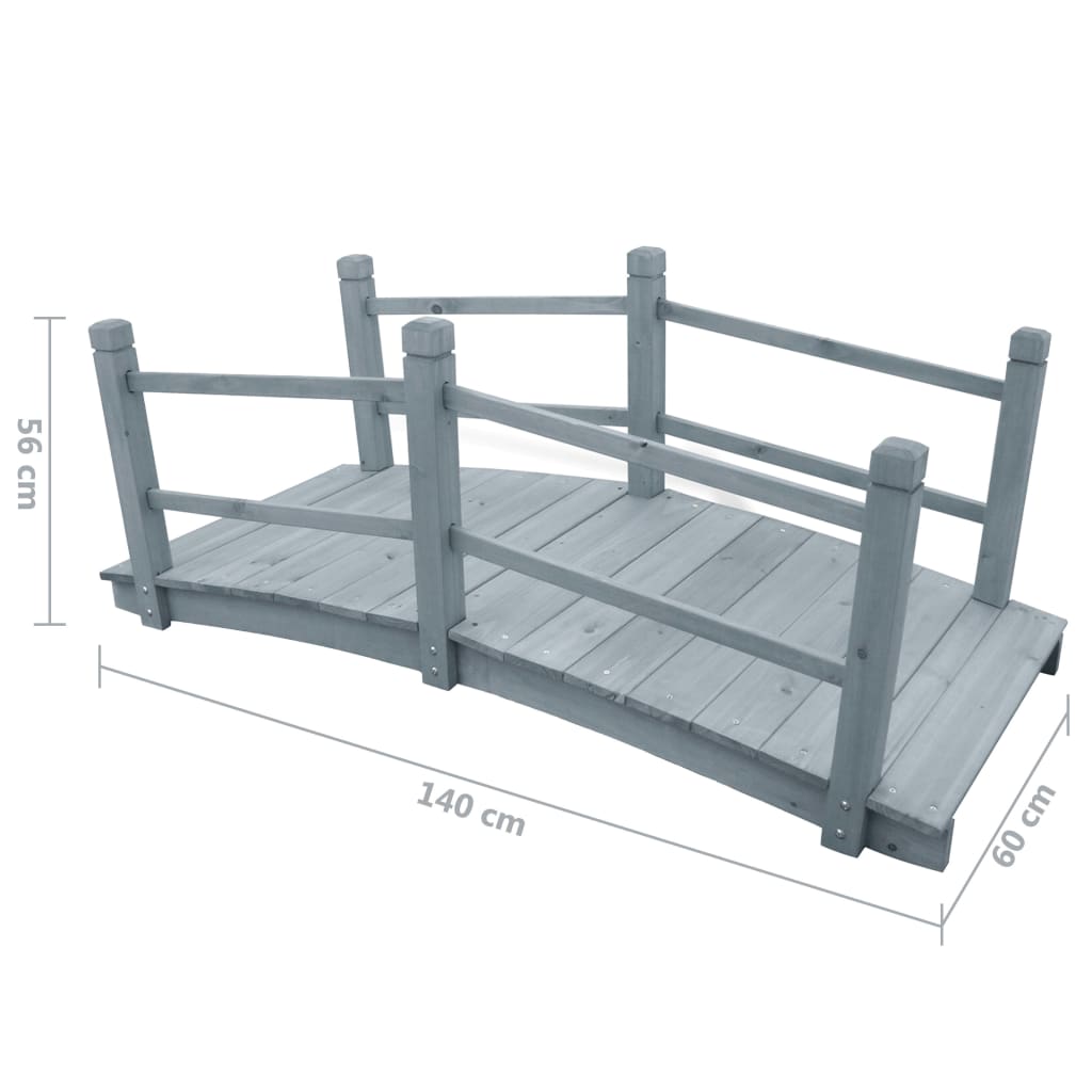 vidaXL Garden Bridge Grey Solid Firwood 55.1 x 23.6 x 22.0 in Durable
