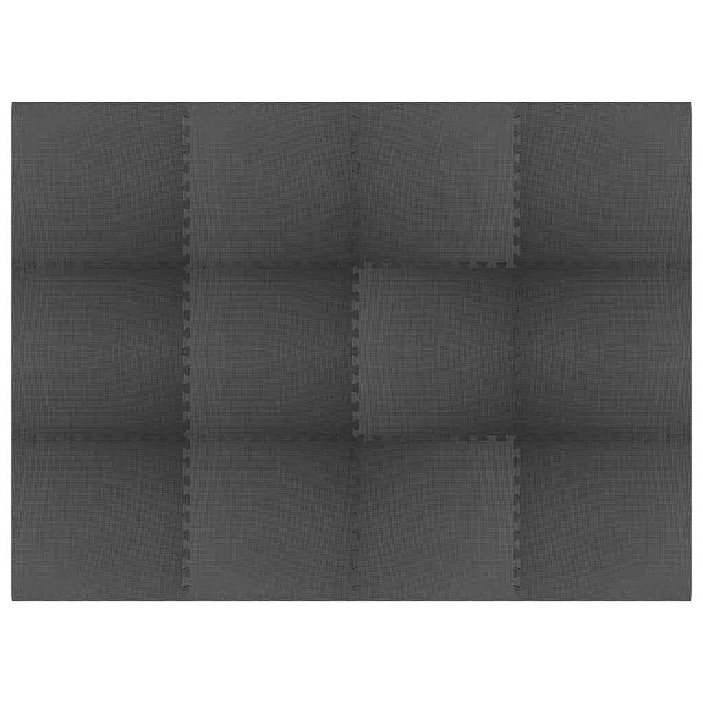 Floor Mats 12 pcs 4.32 ㎡ EVA Foam Black