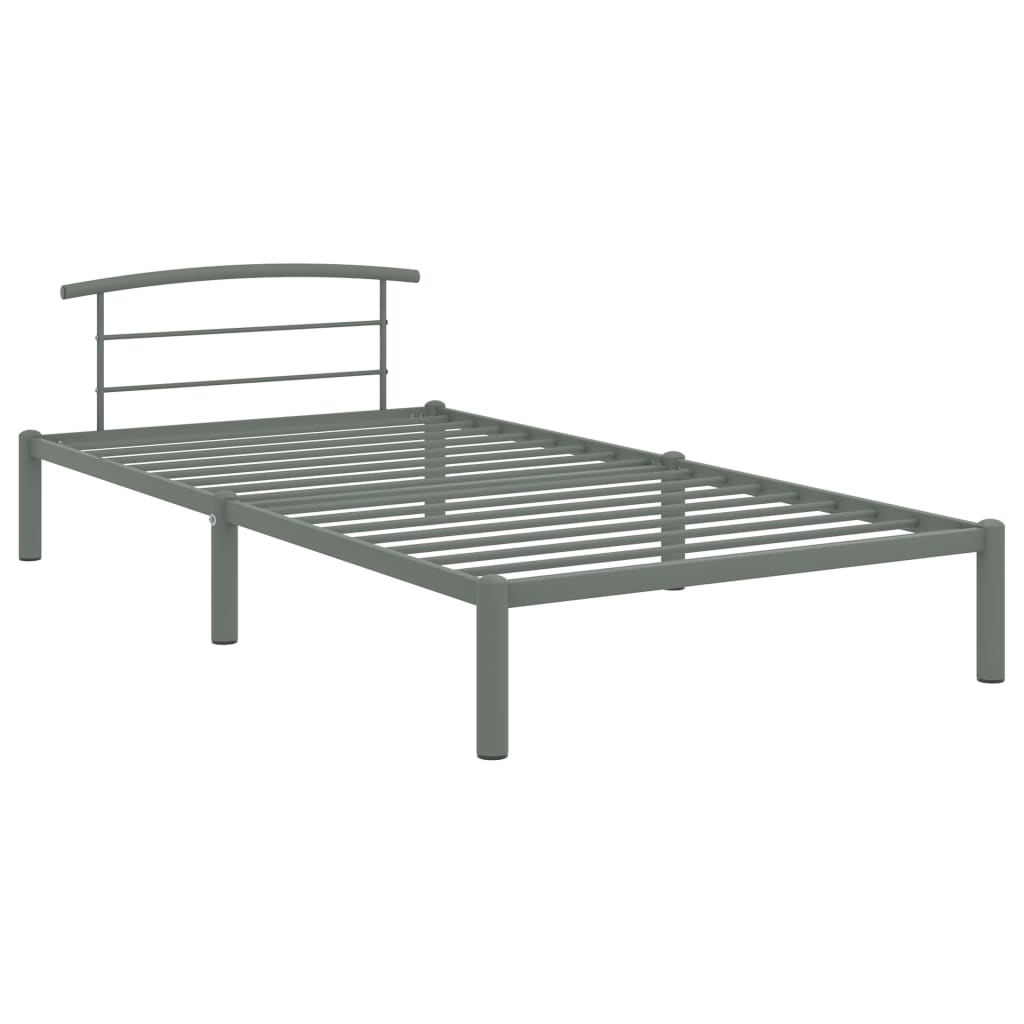 Bed Frame | Grey | Metal | Single | Durable | Bed Frame | Rectangular