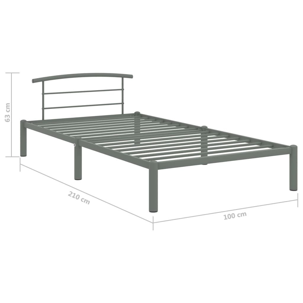 Bed Frame | Grey | Metal | Single | Durable | Bed Frame | Rectangular