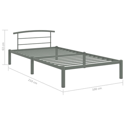 Bed Frame | Grey | Metal | Single | Durable | Bed Frame | Rectangular