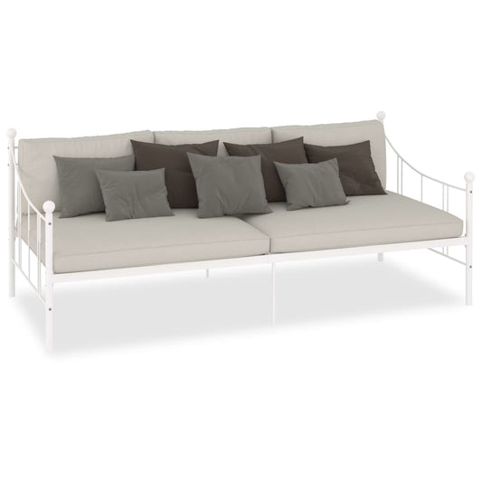 284668 vidaXL DayBed Frame without Mattress White Metal 90x200 cm