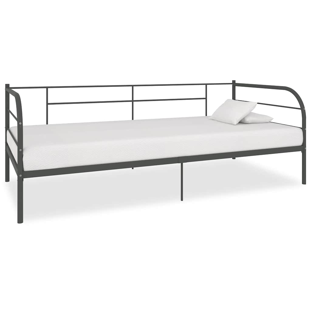DayBed Frame without Mattress Grey Metal 90x200 cm