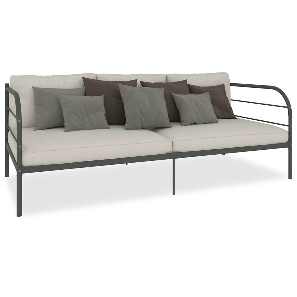 DayBed Frame without Mattress Grey Metal 90x200 cm