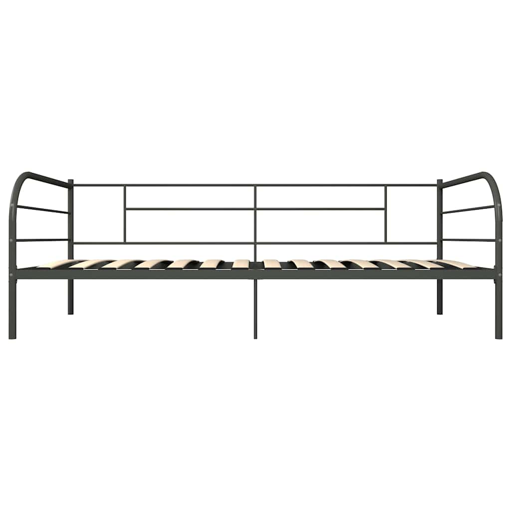 DayBed Frame without Mattress Grey Metal 90x200 cm
