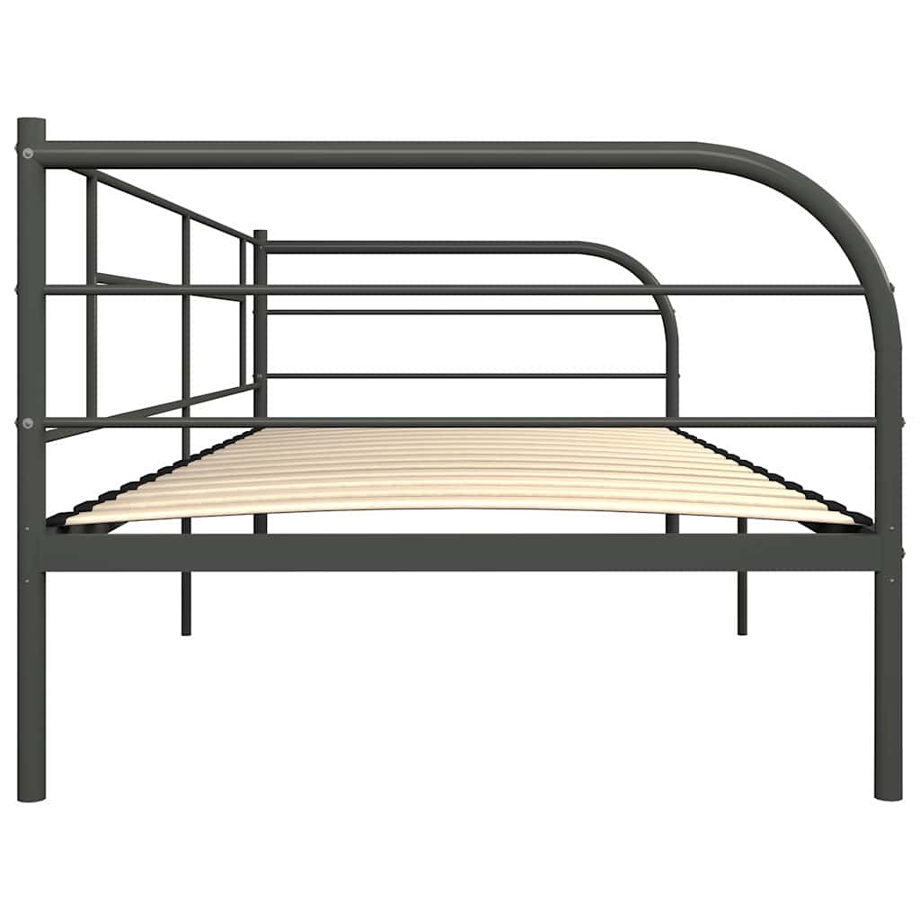 DayBed Frame without Mattress Grey Metal 90x200 cm