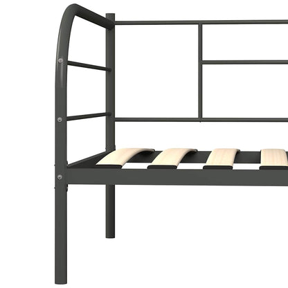 DayBed Frame without Mattress Grey Metal 90x200 cm