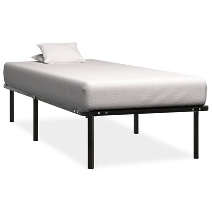 Bed Frame | Black | Metal, poplar wood | 100 x 200 cm | Durable