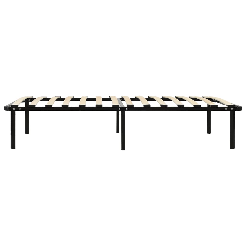 Bed Frame | Black | Metal, poplar wood | 100 x 200 cm | Durable